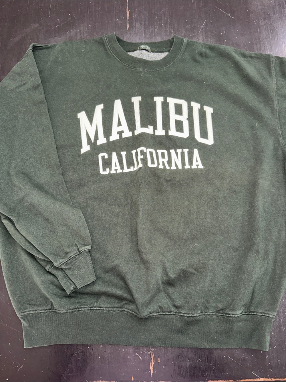 john galt for BRANDY MELVILLE dark green MALIBU appliqué sweatshirt.